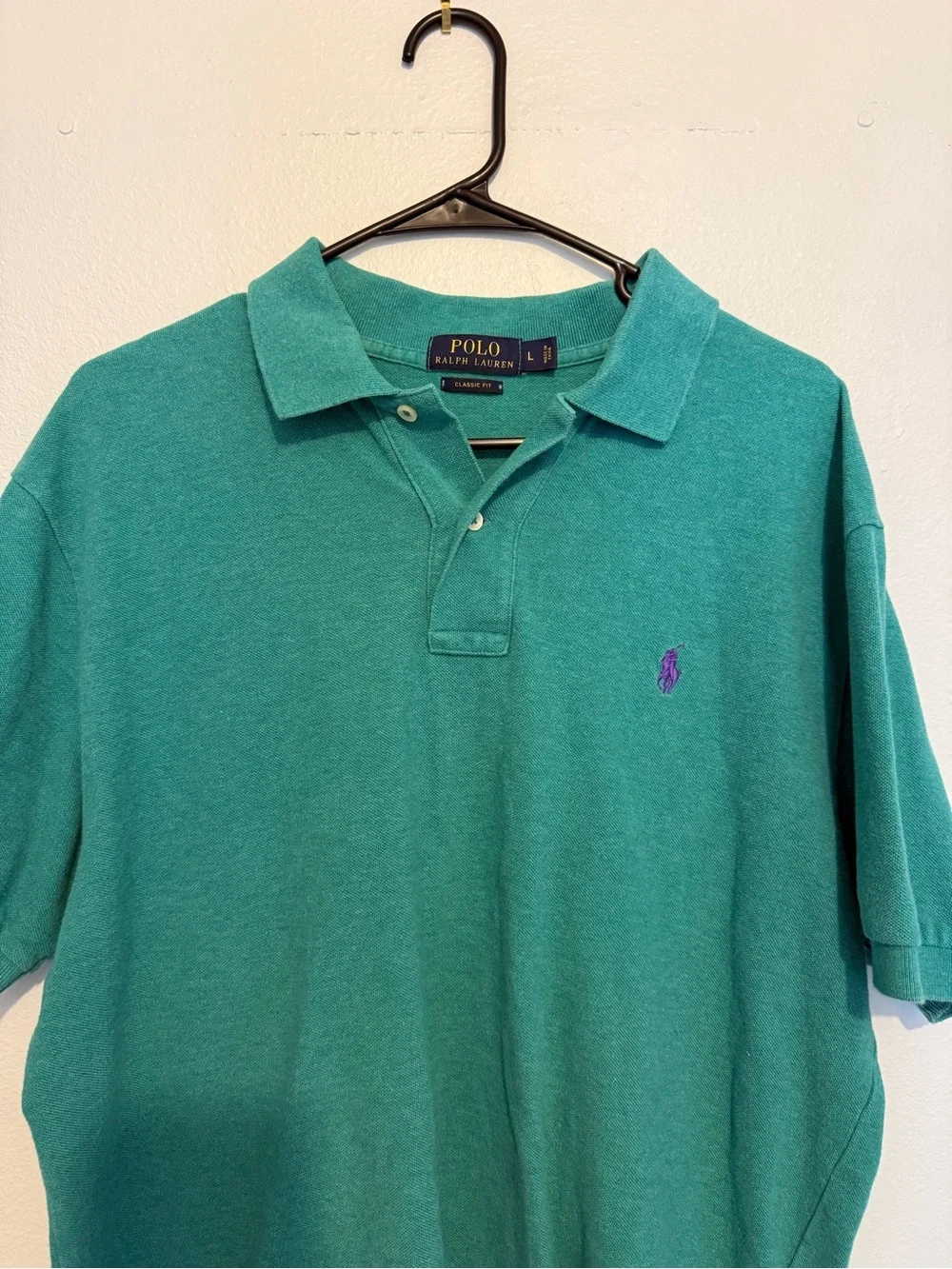 Ralph Lauren Teal Polo Shirt with Purple Pony